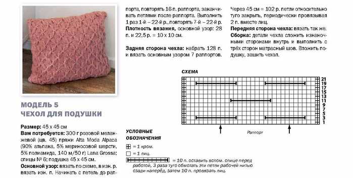 Вязанные наволочки на диванные подушки спицами фото и схемы расходы