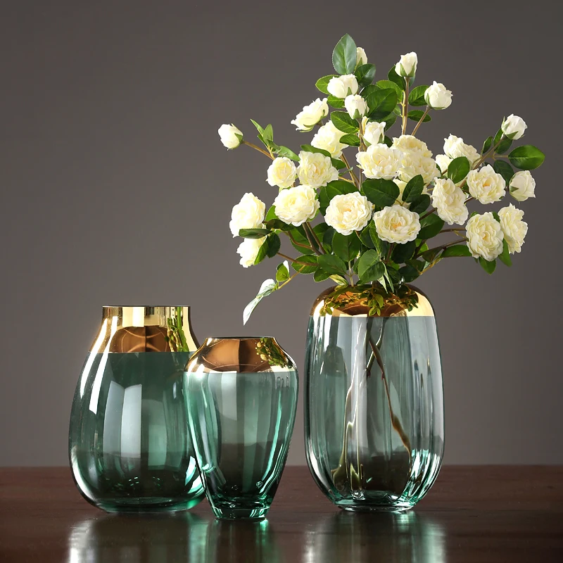 Europe luxury glass vase Grey green terrarium glass containers Tabletop flower vases crafts centerpieces for wedding