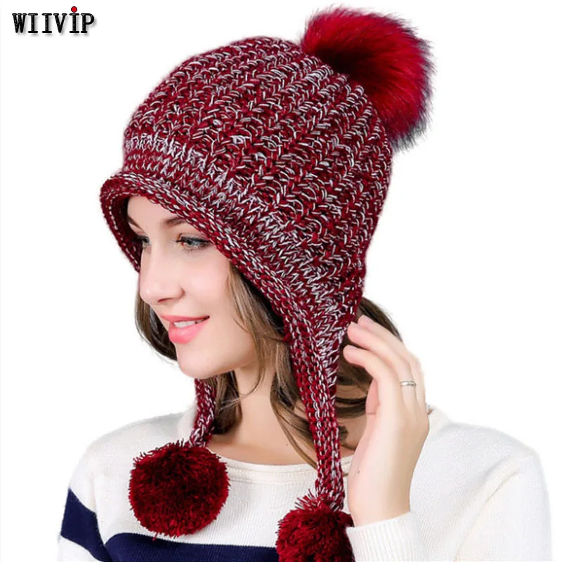 7Colors New Woman Fashion Protect Ears Nice and Warm Casual Sweater Hat Korea Winter Skullies Beanies