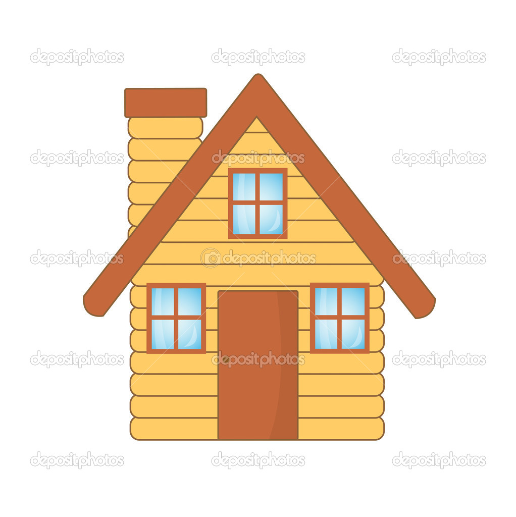 Деревянный домик с окошками